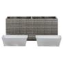 Garden Raised Bed with 2 Pots 90x20x40 cm Poly Rattan Grey Image 2