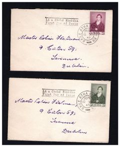 1952 Ireland Centenary of the Death of Thomas Moore (Poet & Musician) Commemorative Stamps Plain Addressed First Day Cover (FDC) with Dublin Cancel