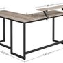 L-Shaped Desk, Corner Table with Monitor Stand, for Studying, Playing, Working, Space Saving, Adjustable Feet, Metal Frame, Easy Assembly, Taupe and Black Image 5
