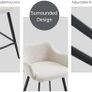 Modern Bar Stools Set of 2 Counter Stools PU Leather + Linen Fabric Spliced High Bar Stools for Breakfast with Metal Legs Image 5