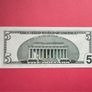 Usa  5  Dollars   2003. Letter  ( L 12  )  SAN FRANCISCO  ( Uncirculated ) Image 2