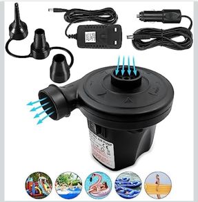 Electric Air Pump with 3 Nozzles/Inflate Or Deflate Swimming Ring, Airbeds, Paddling Pools & Other Toys / AC110-240V/ DC12V/50W (Black-Air-Pump)