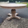 Beautiful solid oak & hand painted - antique French style dining table and with 4 rattan/ weave chairs Image 4