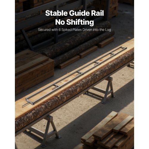 Rail Mill Guide System, 4.57 m 6 Crossbar Chainsaw Mill Kits, Aluminum Saw Milling Rails System Works with Chainsaw, 4 Wedges, Adjustable Rail Milling Guide Kit for Builders Woodworkers