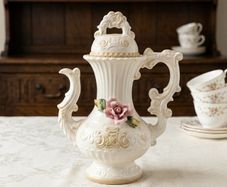 Capodimonte Italy Ornate Lidded Pitcher