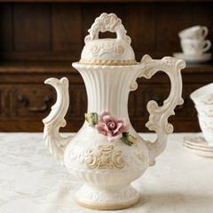 Capodimonte Italy Ornate Lidded Pitcher