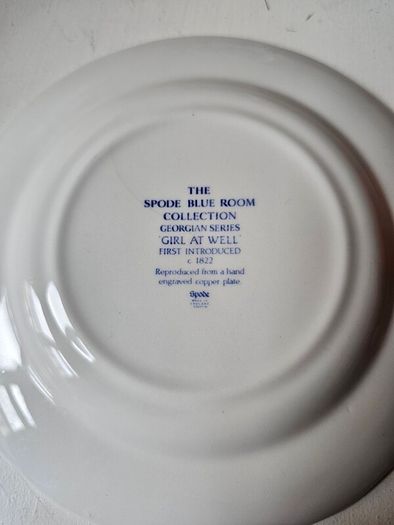 A pair of SPODE Blue Room Collection  "Girl at Well"  Plates