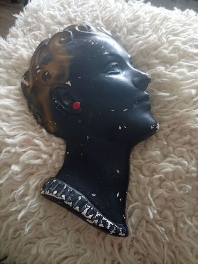 Vintage 1950s Lady chalk wall Mask