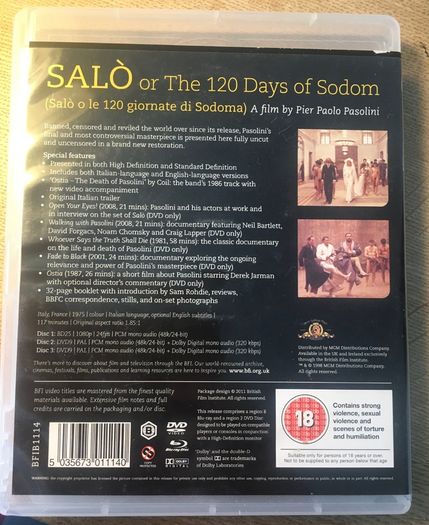 Pasolini Salo - Three Disc Dual format BFI Edition