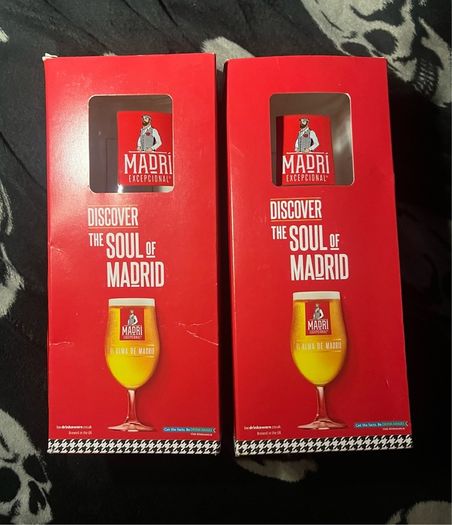 Madri beer Pint Glasses brand new in box