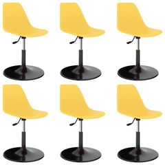 Swivel Dining Chairs 6 pcs Yellow PP