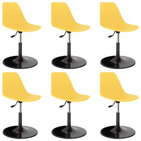Swivel Dining Chairs 6 pcs Yellow PP