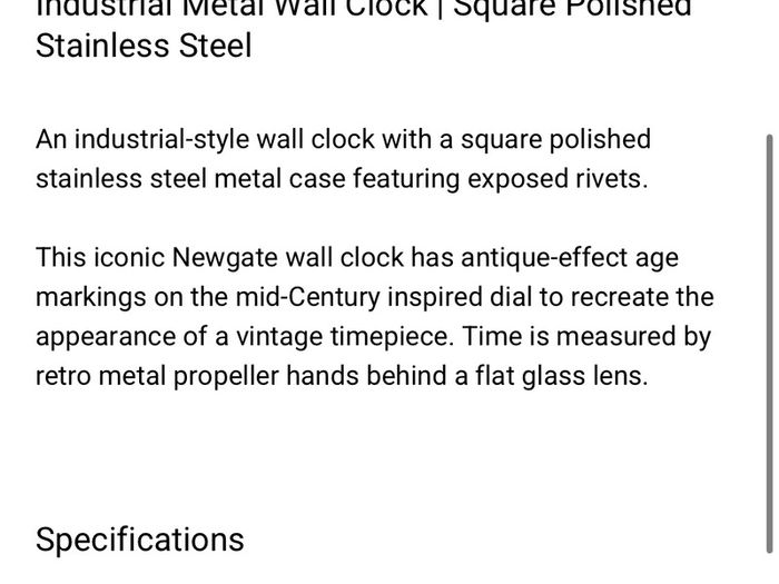 Newgate Quad Wallclock in stainless steel