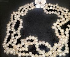 Handmade fresh water pearl 3 strand necklace