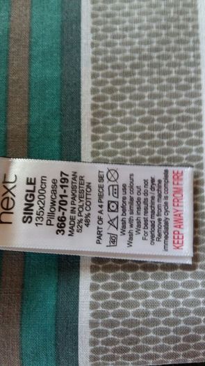 Bold teal stripe. Single bed duvet cover and pillow. NEXT brand