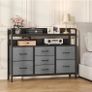 7-Drawer Fabric Chest Of Drawers for Bedroom - 4 Large and 3 Small Drawers with Handles, Storage Organizer with Open Shelf & Sturdy Metal Frame, Ideal for Living Room/Entryway (Deep Gray) Image 8