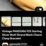 Vintage PANDORA 925 Sterling Silver Multi Strand Mesh Charm Clasp Bracelet Image 5