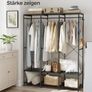 Wardrobe Open Removable Hook Open Wardrobe with Clothes Rail, Shelves, Removable Hooks,Vintage Brown Image 8