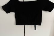 Black ribbed Bardot top