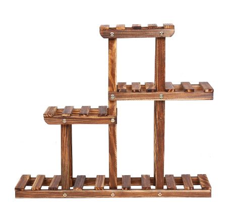 Carbonized Wood Plant Stand Multi Tier Succulent Rack Mini Desktop Plant Holder for Outdoor Balcony Garden