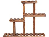 Carbonized Wood Plant Stand Multi Tier Succulent Rack Mini Desktop Plant Holder for Outdoor Balcony Garden