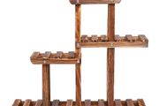 Carbonized Wood Plant Stand Multi Tier Succulent Rack Mini Desktop Plant Holder for Outdoor Balcony Garden