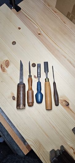 5 chisels, incl. Sorby, Henry Taylor