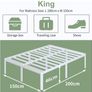 High White King Size Bed Frame 5ft with Rounded Corners, Heavy Duty Metal Bed Frames King Size with Steel Slats, 46 cm High, Ample Space Under-bed, Noise Free, Easy Assembly Image 2