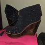 Mulberry Ink Blue Studded Wedges Size 41 Image 2