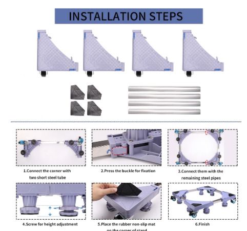 Mobile Base Fridge Stand Universal Mobile Roller Adjustable Movable Dolly Refrigerator Rack
