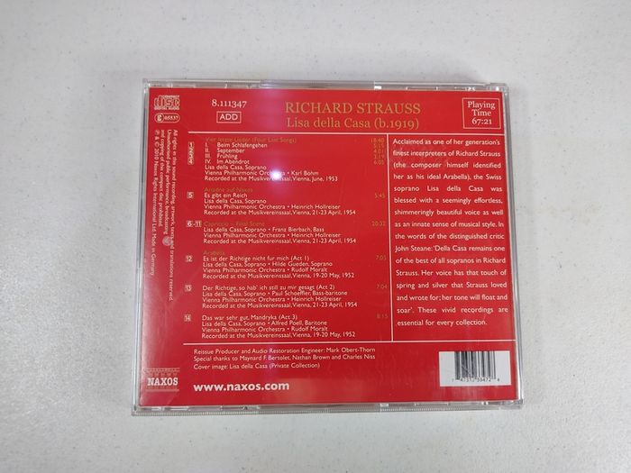 Lisa della Casa - Lisa della Casa sings Richard Strauss CD Four Last Songs