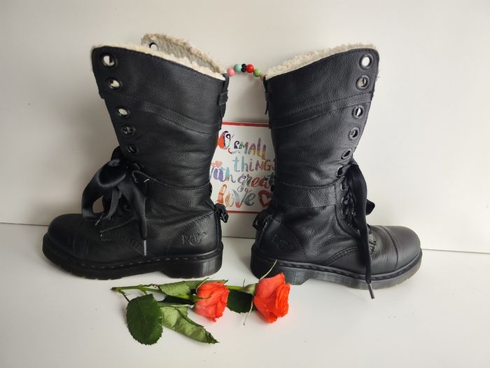Triumph Aimilita Dr Martens fur fleece lined FL black mid calf boots UK5 EU38