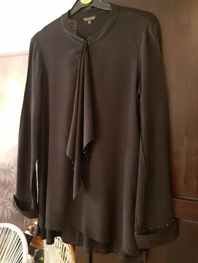 Massimo Dutti black blouse, shirt, top with ruffle, size S