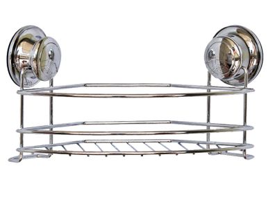 Chrome Corner Shower Caddy With Suction Fix