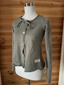 Knitted cardigan Odd Molly with a tie-neck front buttons grey size S