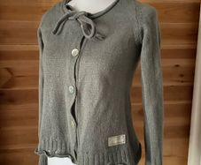 Knitted cardigan Odd Molly with a tie-neck front buttons grey size S