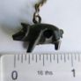 Antique Bog Oak Victorian Pig Charm with Stanhope viewer and Jade Carved Pig Pendant Charm Fob Image 5