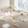 Standing Desk with Drawers, 120cm Height Adjustable Desk, Electric Standing Desk with Monitor Stand, Sit Stand Desk with USB Port, Ergonomic Computer Table for Home Office, Beige Image 3