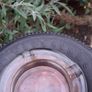 24" Vintage Wooden Turned Firestone Ashtray Image 4