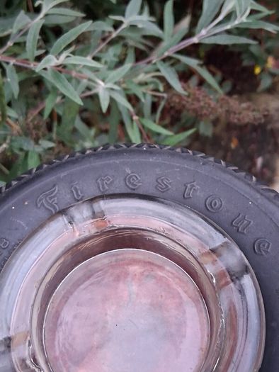 24" Vintage Wooden Turned Firestone Ashtray