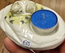 Hillgrove Porcelain Sleeping Cat tlight hand crafted cahersiveen Ireland