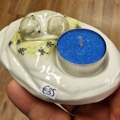 Hillgrove Porcelain Sleeping Cat tlight hand crafted cahersiveen Ireland