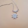 925 Sterling Silver Sparkling Sunburst Pendant Necklace with CZ Stones Elegant Radiant Star Design Image 4