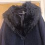 Primark Long Navy Jacket  With Removable  Faux  Fur  Collar.    S.16. New Image 2
