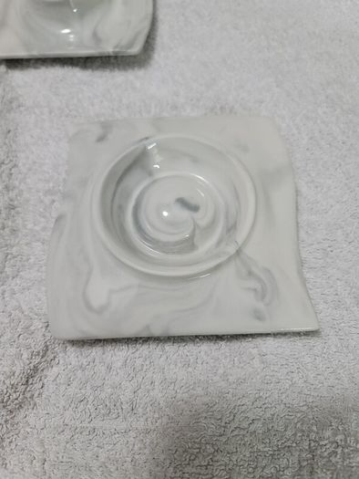 Stylish Modern Porcelain China Square 55 Piece Dinner Set, Marble Grey, Dinnerware, Dinner Party Set. Plates, Cups Mugs Bowls Egg Cups