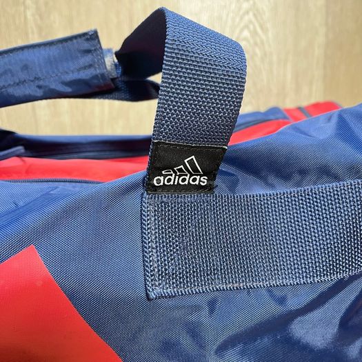Adidas Duffle Bag - Blue Red Gym Travel Sports - Spell Out - 90s