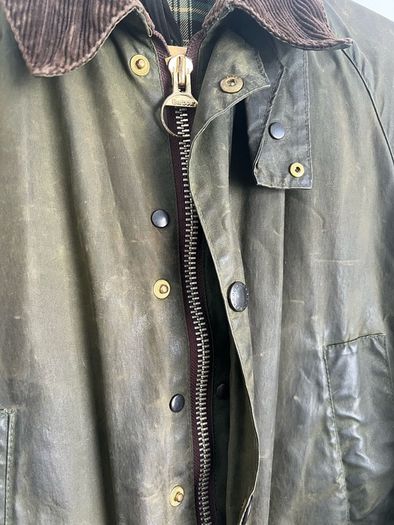 Vintage Barbour A100 Bedale 1990s sage green wax jacket