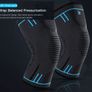 Compression Knee Support Sleeves Pair (2pcs) | Elastic & Breathable | Black-Blue | Size L | New Image 3