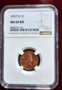 1957 D Lincoln Wheat Cent NGC Red Gem