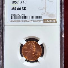 1957 D Lincoln Wheat Cent NGC Red Gem
